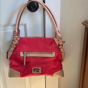 Tignanello Red and Tan Shoulder Bag